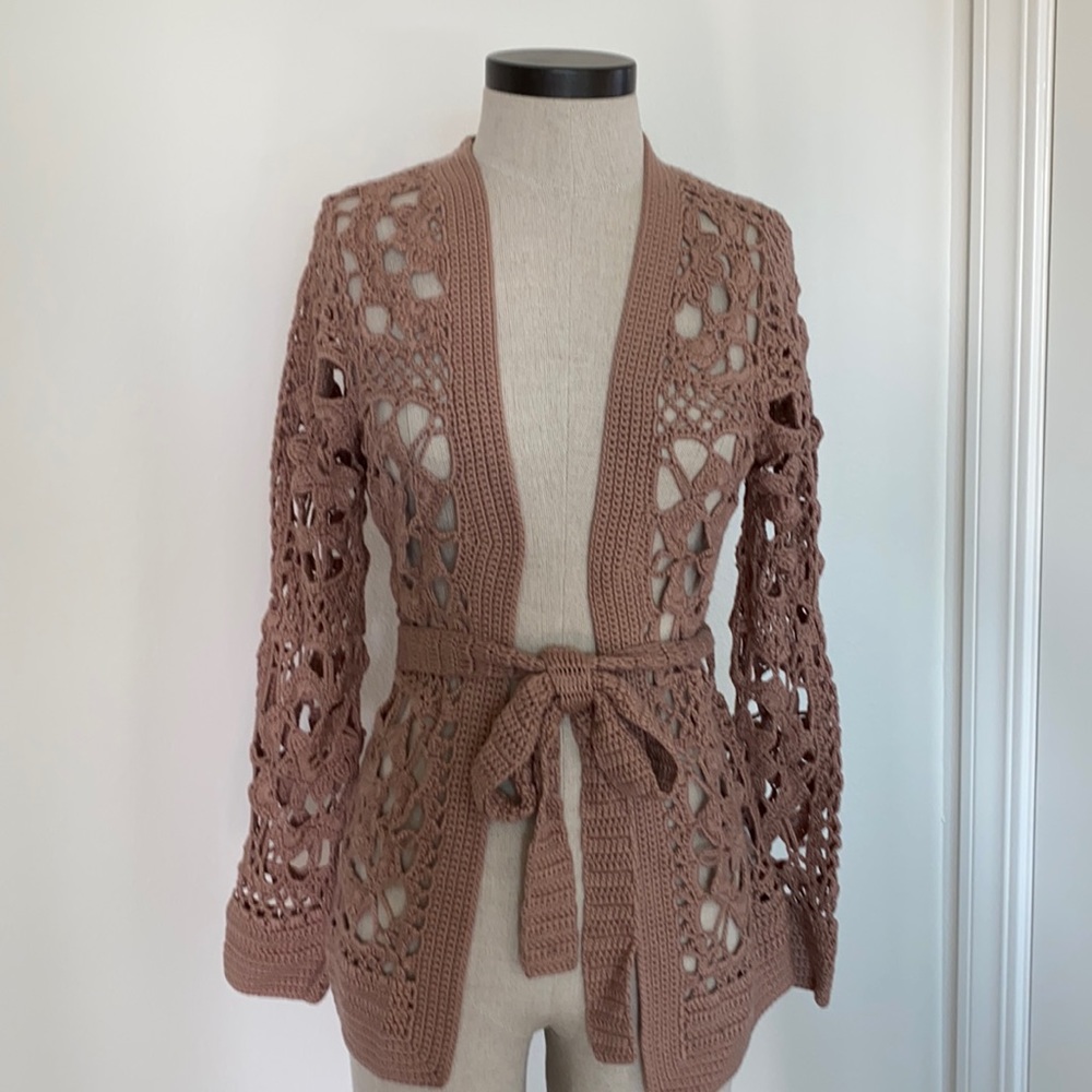 Silk/Cashmere Crochet Cardigan by Megan Park Size 1